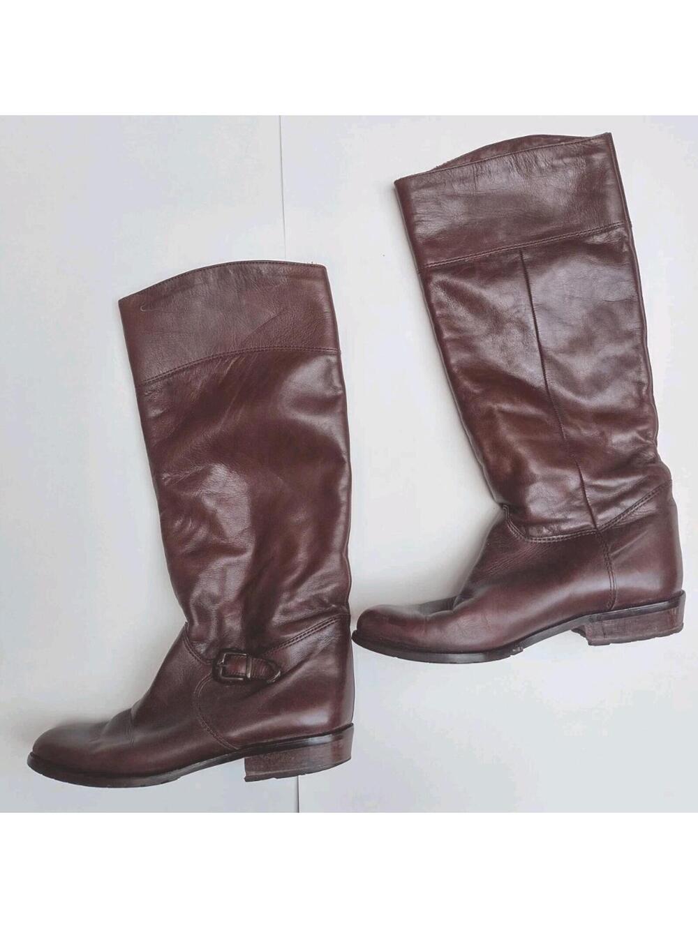 Vintage 70s Salamander Brown Leather Riding Boots 7.5 US Boho Equestrian Chic